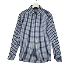 Eton Dress Shirt Mens M 15.75 Contemporary Fit‎ Blue Plaid Cotton